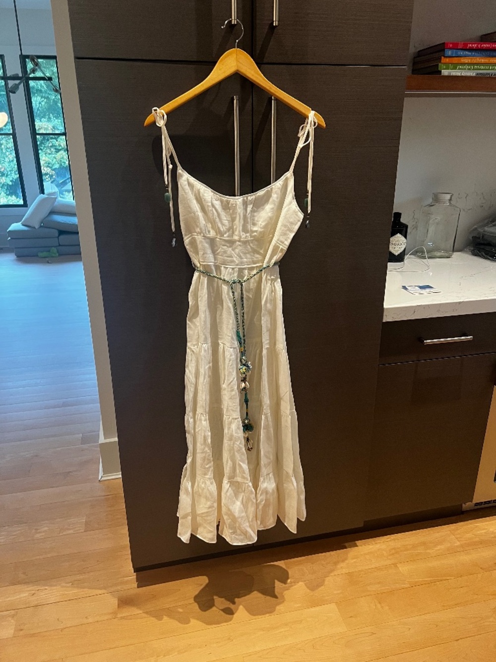 Zimmermann White Midi Dress with Braided Accent